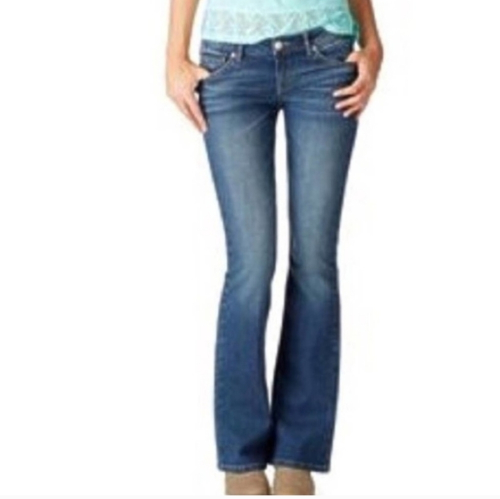 Flare womens dark blue jeans